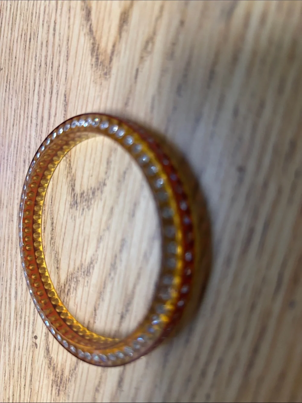 Amber Crystal-Accent Resin Bangle Bracelet